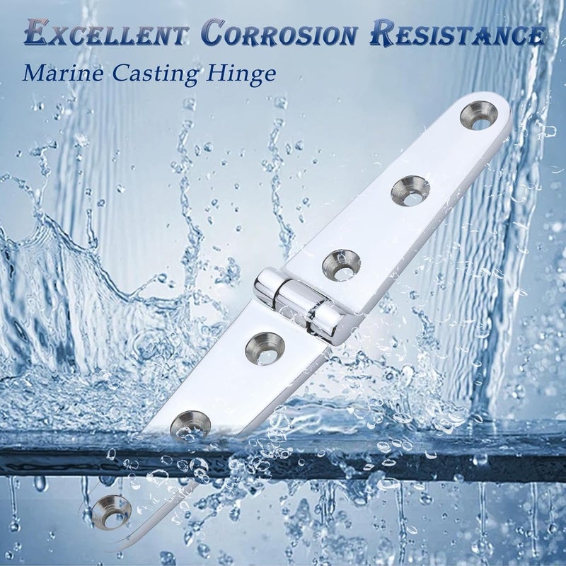 YANYUCB Boat Hatch Hinge 316 Stainless Steel Cabinet Door Casting Hinges Marine Hardware with Screw for Boat (4 inch x 1 inch)(6.3 inch x 1 inch) - Image 5